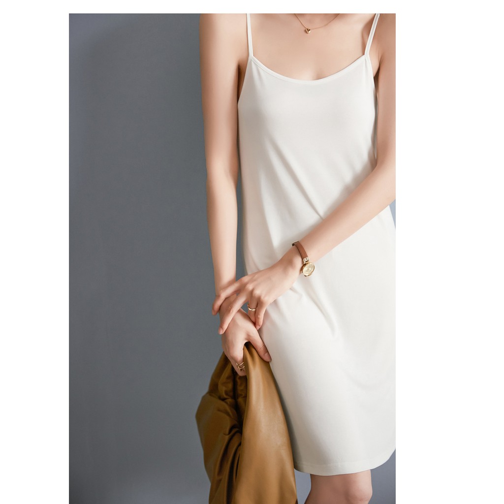 Váy Đầm Hai Dây Thun Trơn Dáng Suông Chất Thun Cotton Mềm Mịn Lefe VS03 | BigBuy360 - bigbuy360.vn