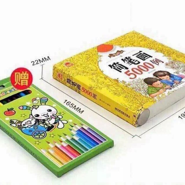TẬP TÔ MÀU 5000 HÌNH KÈM HỘP 12 BÚT CHÌ MÀU (GIÁ XƯỞNG)