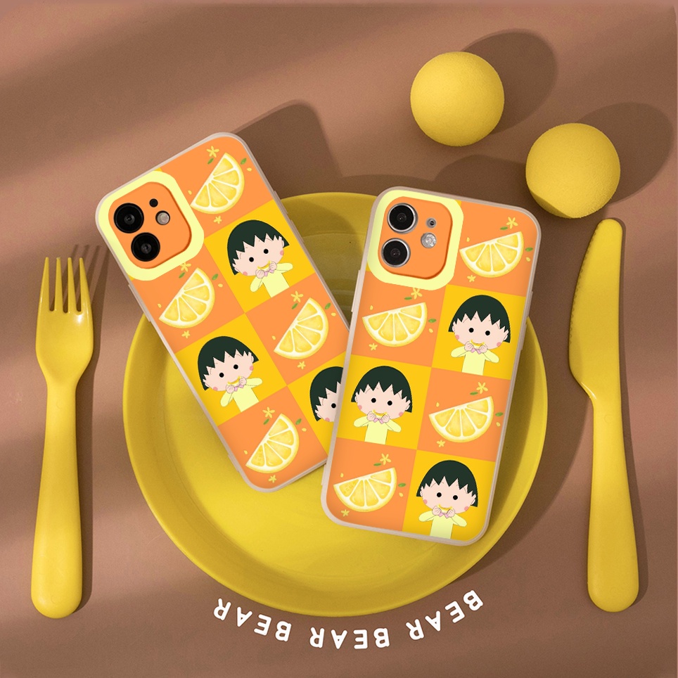 Ốp Lưng vuông Iphone hoạt hình Maruko chanh vàng Ốp Iphone 12 pro 11 Pro Max 6 6s 7 8 Plus XR X XS MAX 13 13pro max