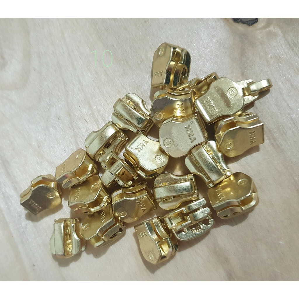 Đầu khóa kéo kim loại ykk r5 màu vàng