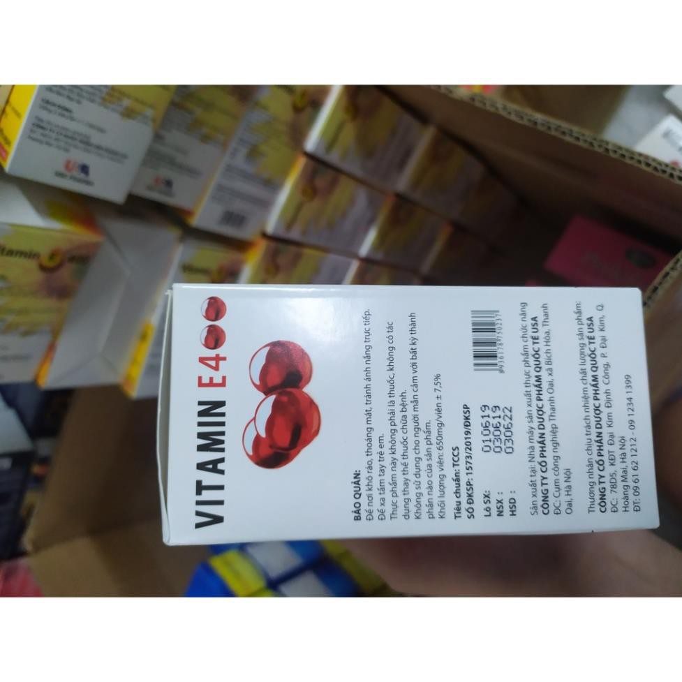 Vitamin e 400 đẹp da, mờ thâm, chống lão háo, làm sáng và mịn da, làm da sáng tự nhiên có tinh chất nha đam hộp 100 viên | BigBuy360 - bigbuy360.vn