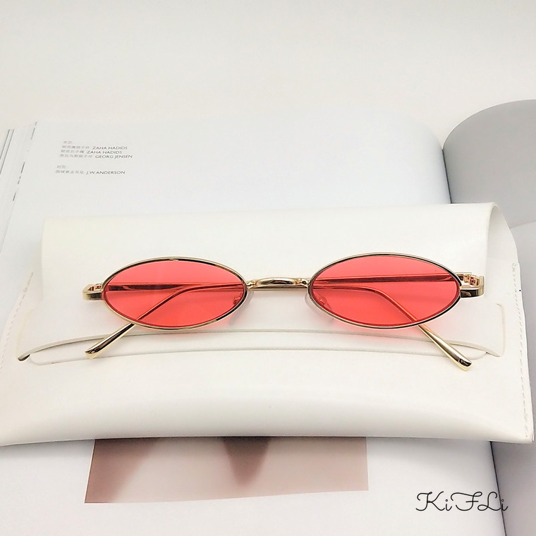 Kính Mát Gọng Kim Loại Hình Bầu Dục Phong Cách Hàn Quốc Cho Nam Và Nữ