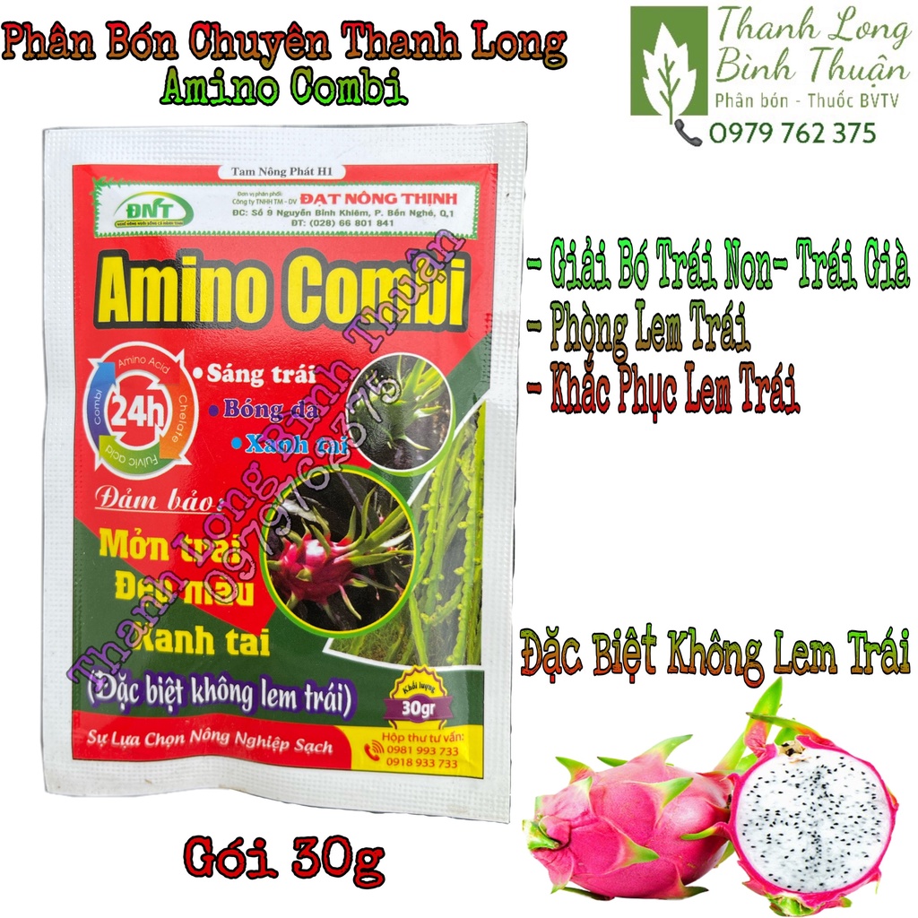 Phân Bón Chuyên Thanh Long - Amino Combi - Lớn Trái - Mởn Trái - Phòng Trị Lem Trái - Đặc Biệt Không Lem Trái - Gói 30g