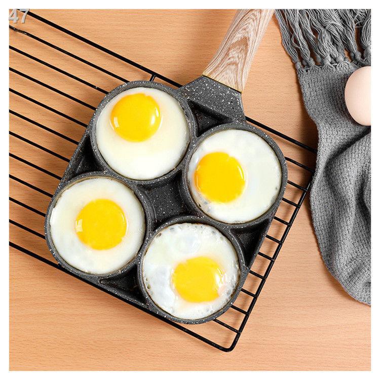 BChảo trứng tráng bốn lỗ bằng đáifan chống dính đáy phẳng bánh bao đựng ăn sáng chiên bếp lưới nồi nhỏ