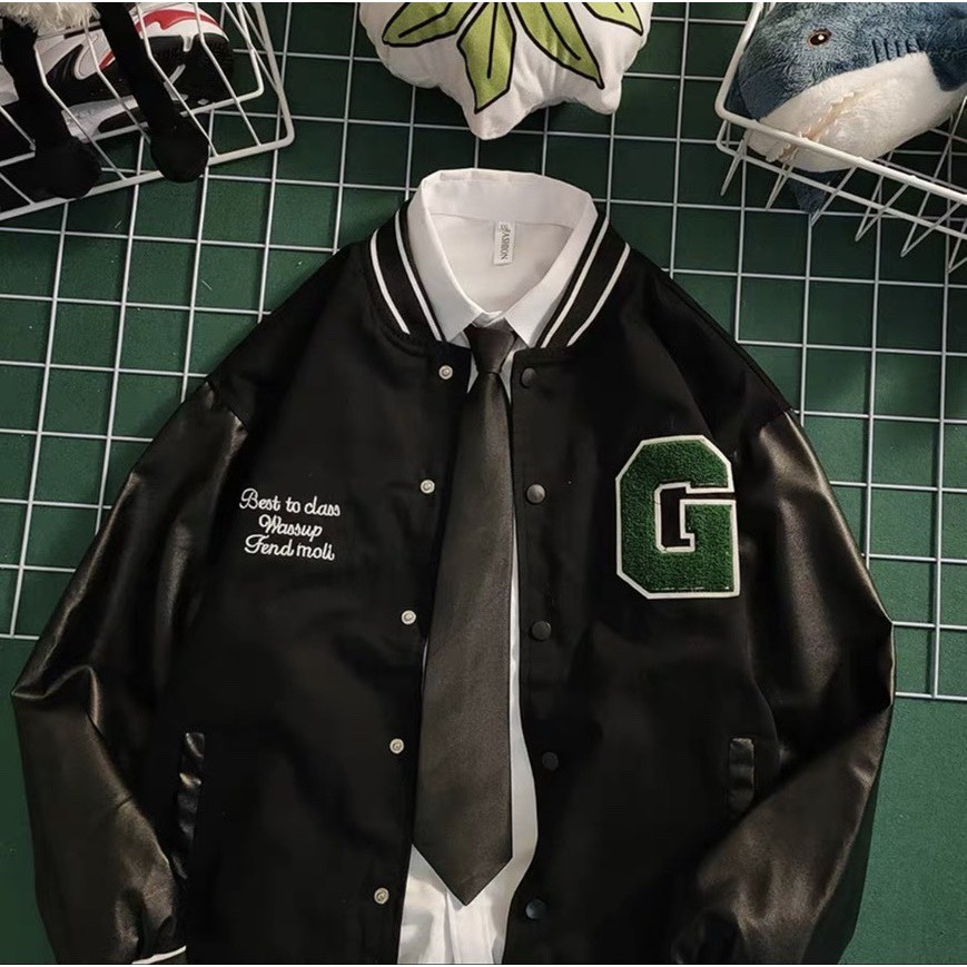 Áo Bomber Chữ G UNISEX Siêu Hot Phối Tay Da | BigBuy360 - bigbuy360.vn