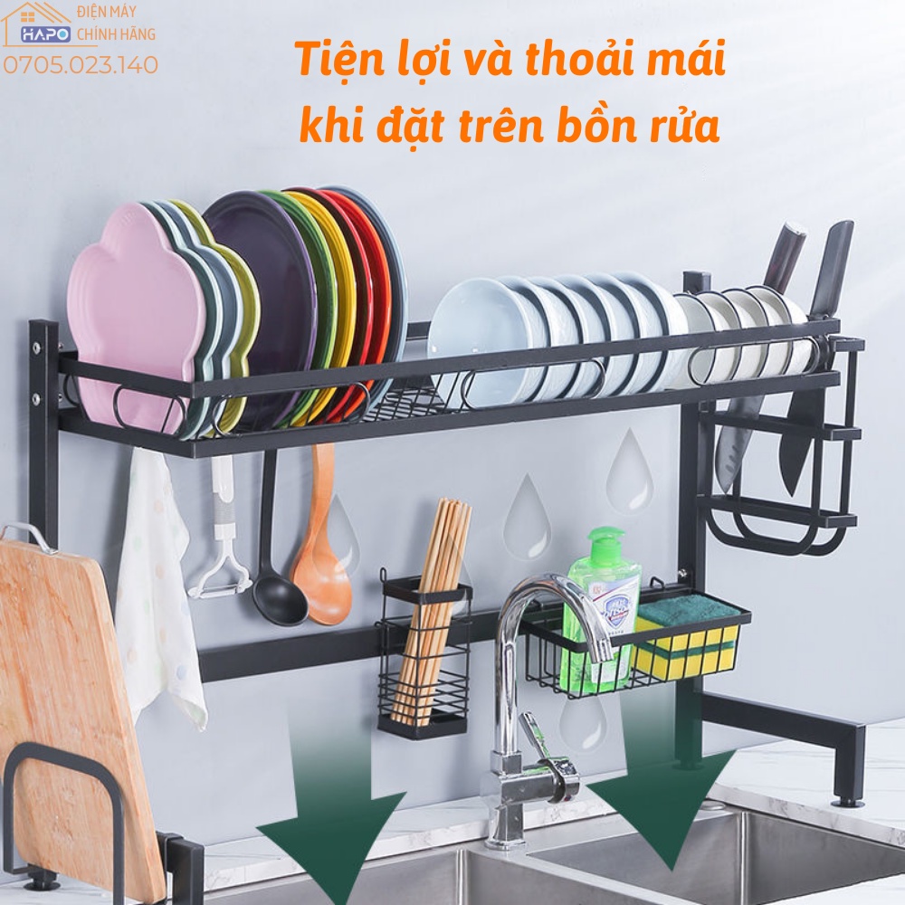 Kệ để chén đĩa thông minh đa năng, Giá úp bát đũa trên bồn rửa, Chạn gia đình thép carbon sơn tĩnh điện