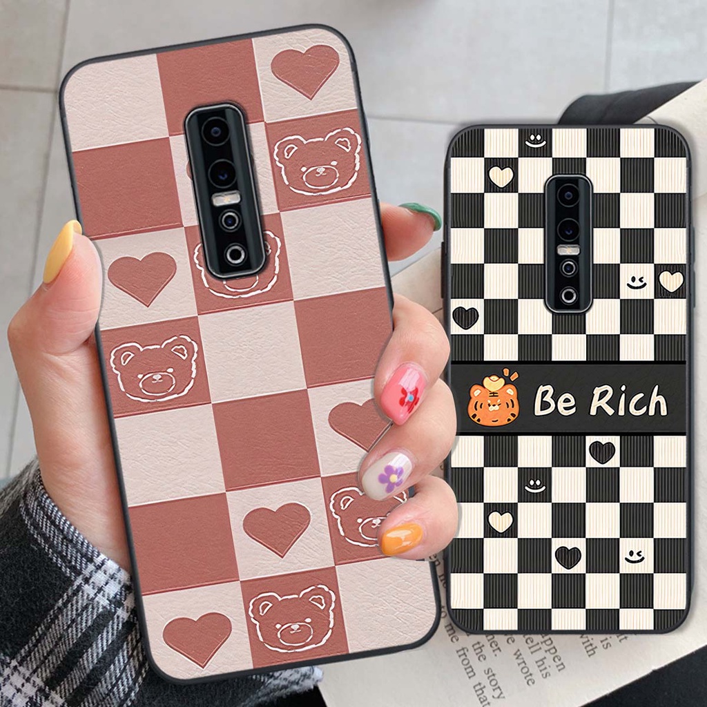 Ốp Vivo V17 Pro gấu Bear rick caro vuông thời trang siêu đẹp