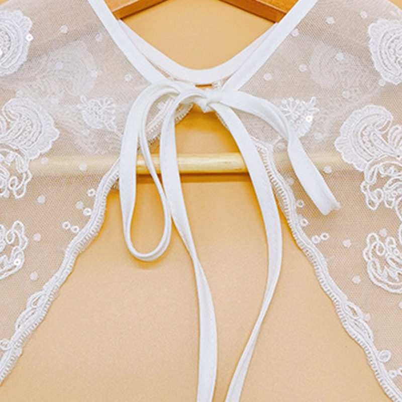 Khăn Choàng Cổ Ren Đính Kim Sa Hình Tam Giác Có Thể Tháo Rời Cho Nữ