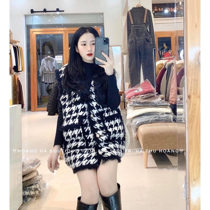 Áo gile lông thỏ ziczac hot hit