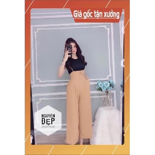 Sét bộ yếm cát hàn quần ống rộng