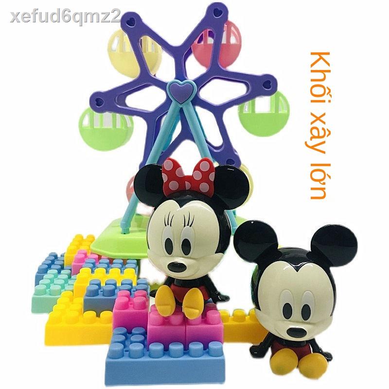 ✠✒Mickey Minnie Toy Building Blocks Chuột Nam Búp bê Trẻ em trai và gái Chơi khối để phát triển trí thông minh Ngôi nhà