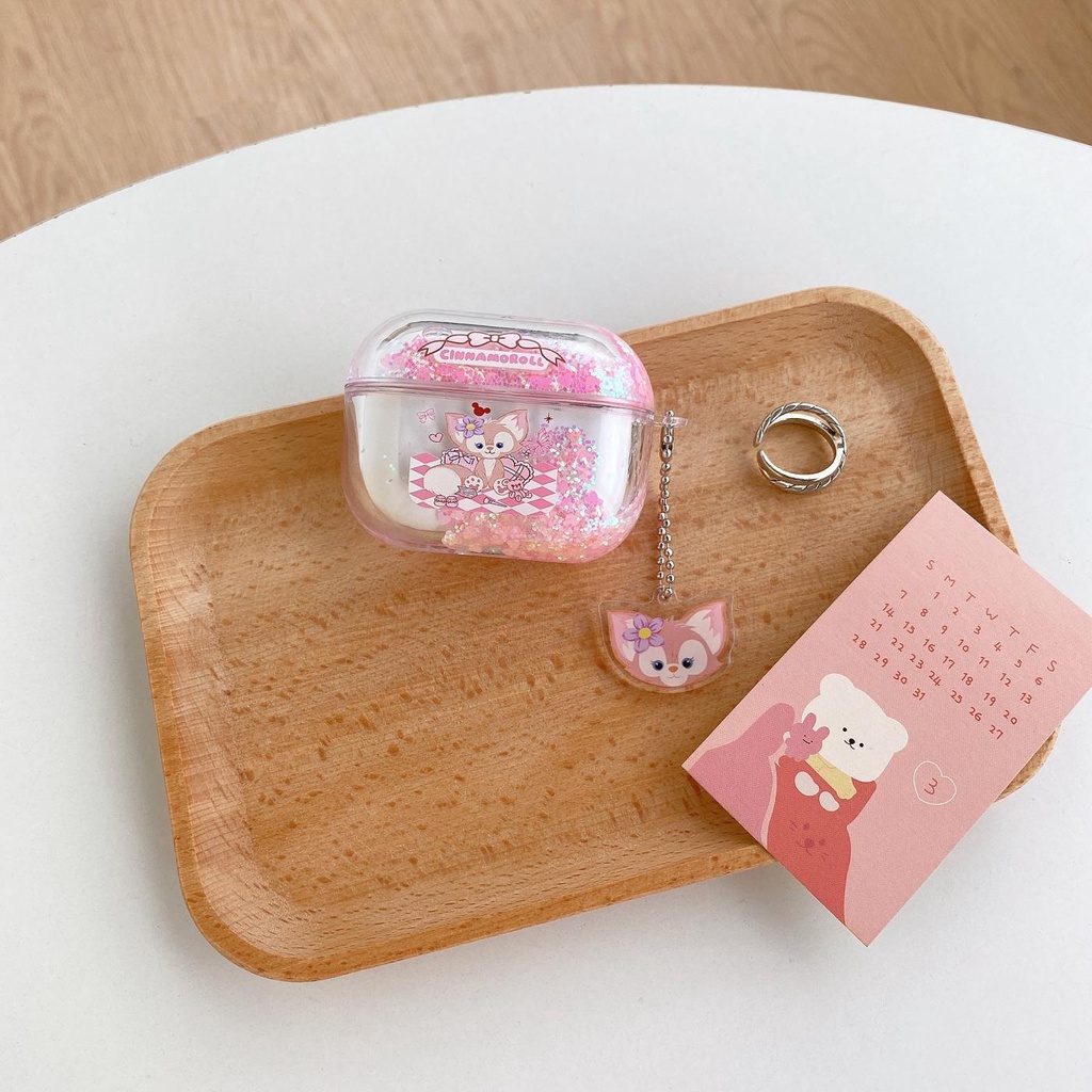 Vỏ Bảo Vệ Hộp Sạc Tai Nghe AirPods 1/2/3/Pro 2021 Bằng TPU Mềm Đính Kim Tuyến Nước Màu Trong Suốt Dễ Thương