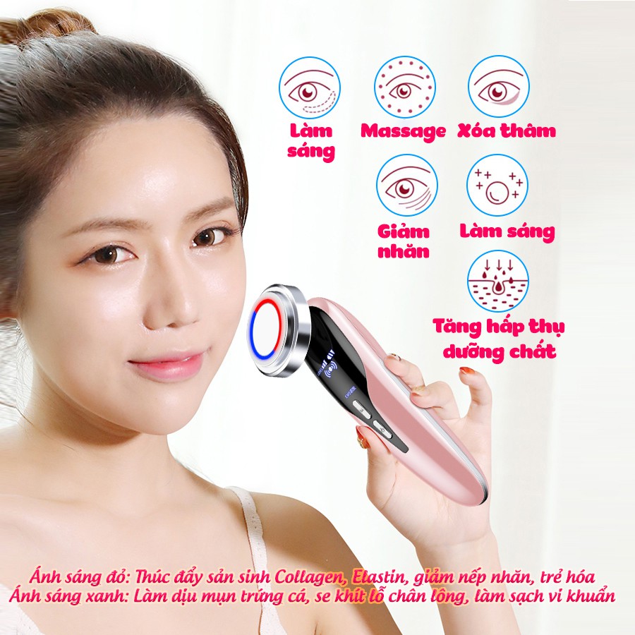 Máy massage mặt điện di tinh chất giúp làm sạch trẻ hóa làn da, kèm HDSD tiếng việt - Bảo hành 3 tháng - Kaizo Mart