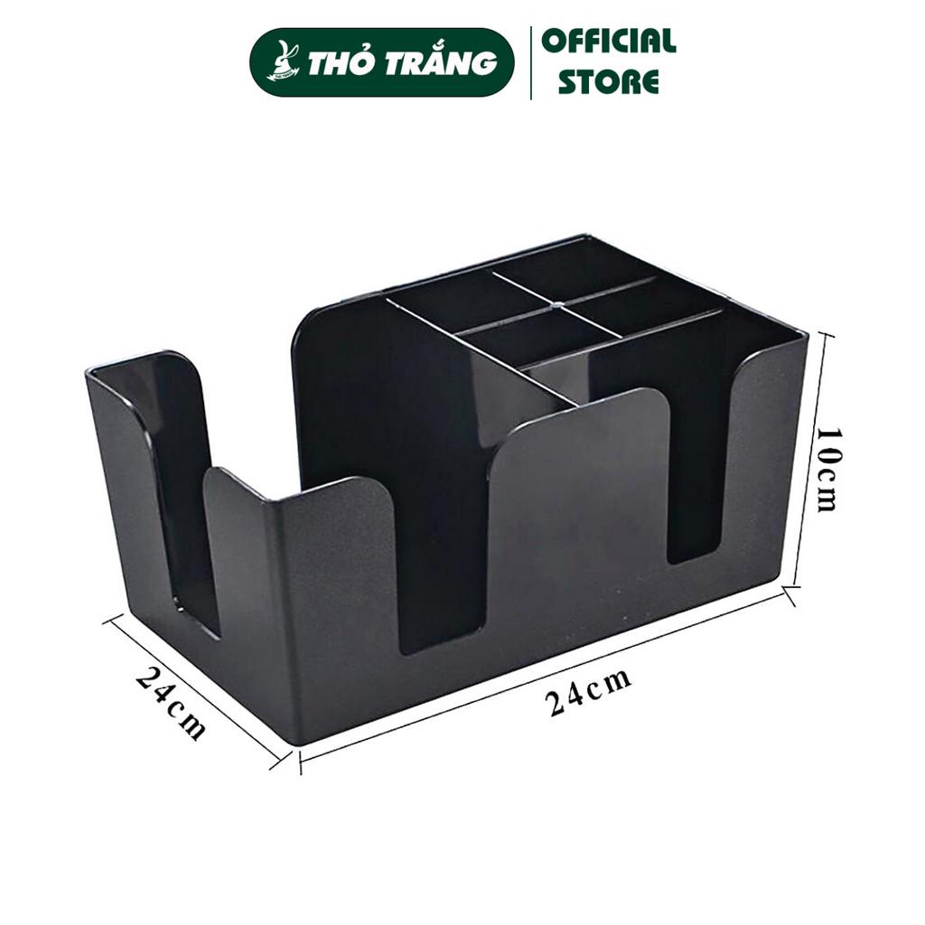 Kệ đựng ly, cốc trà sữa, kệ ống hút nhựa ABS đúc nguyên khối loại xéo/ ngang 2,4 ngăn