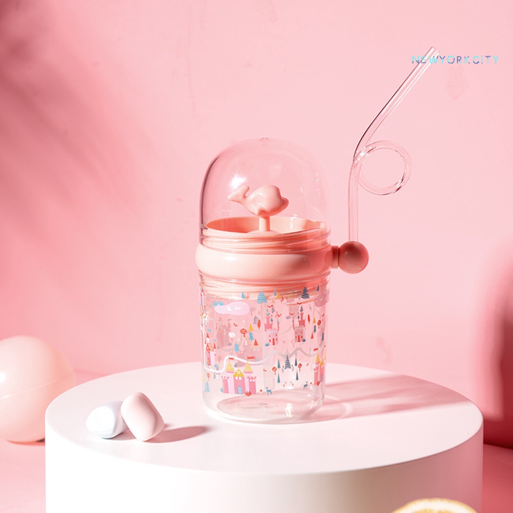 Bình Nước 250ML Có Ống Hút Hình Cá Voi Hoạt Hình Sáng Tạo