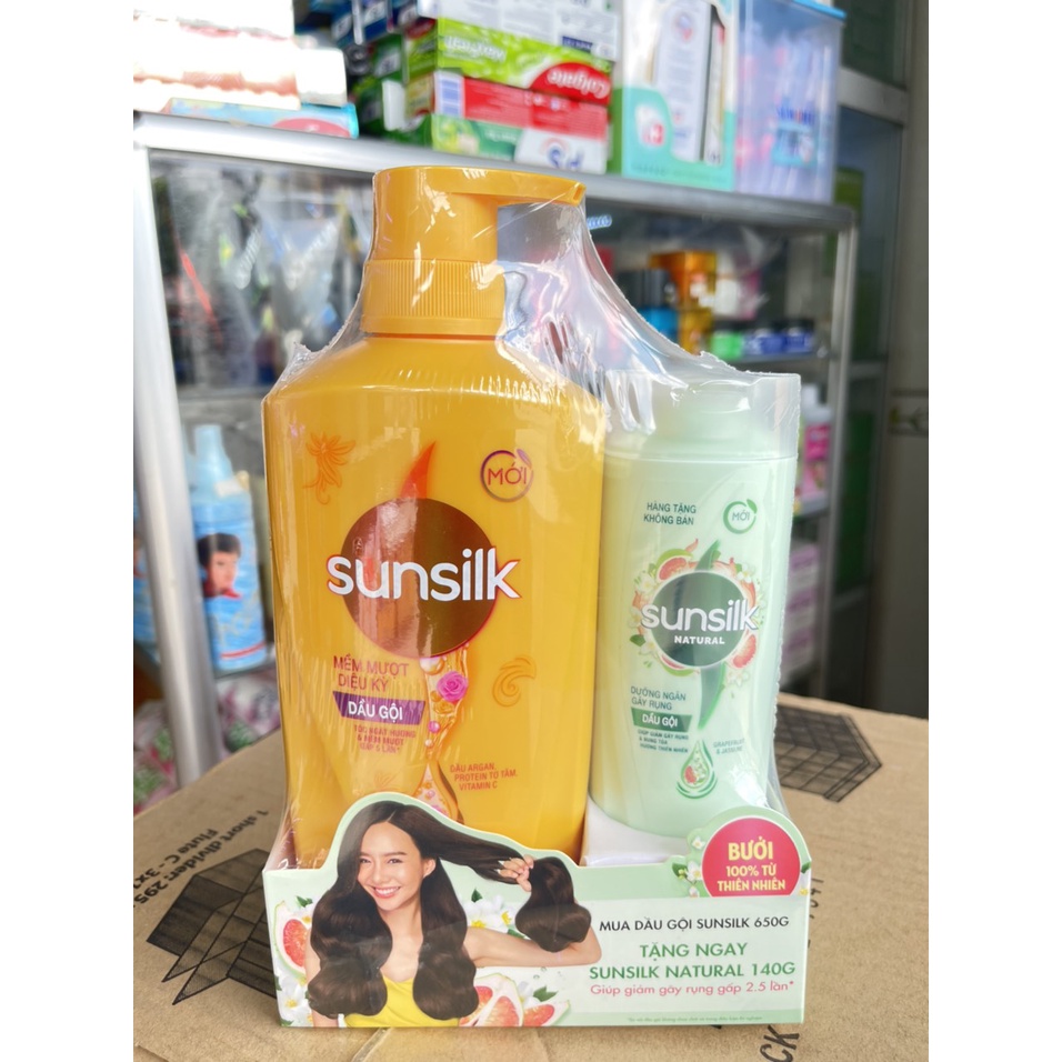 Gội SUNSILK 650g Tặng Chai dầu gội 140g/ Khăn tắm cao cấp