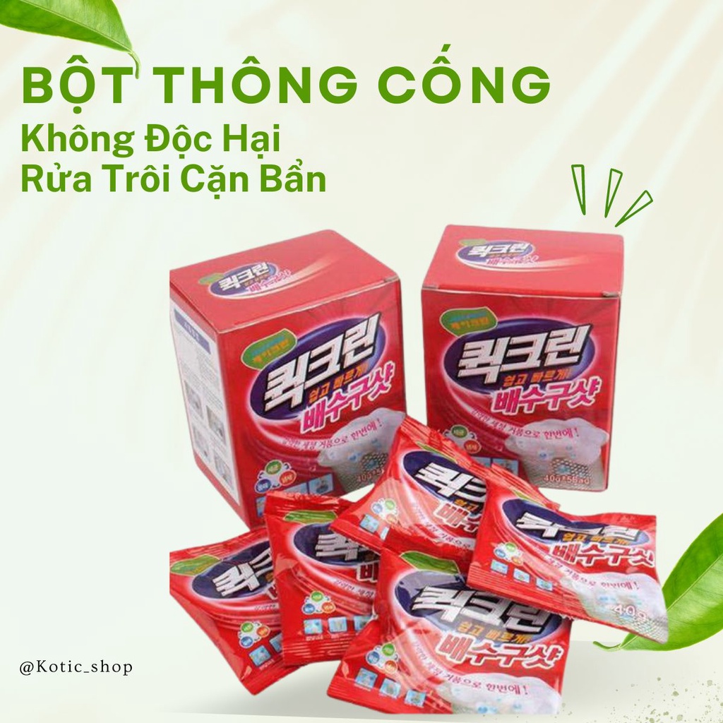 Bột Thông Cống Bồn Cầu Bồn Rửa Chén Hàn Quốc Rửa Sạch Đường Ống Phân Hủy Cặn Bẩn Siêu Nhanh Không Độc Hại Kotic_shop