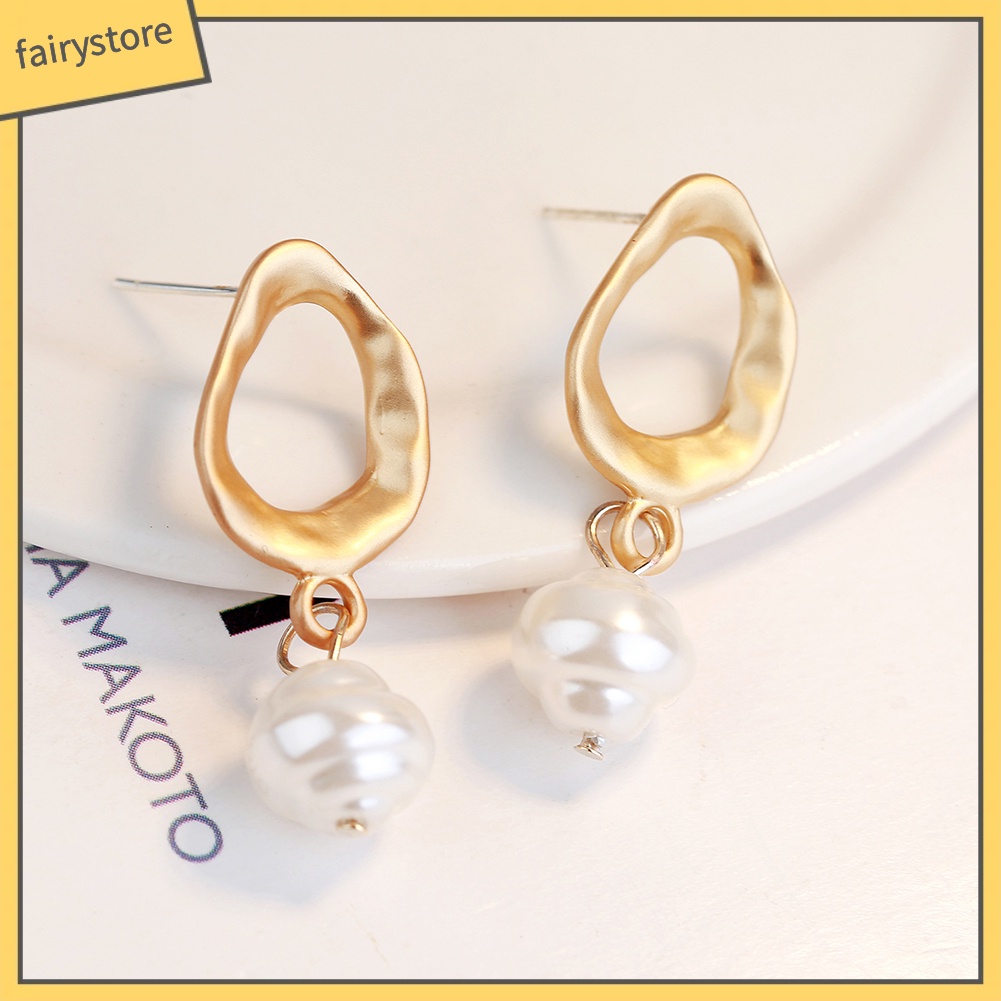 Khuyên Tai Dáng Dài Đính Ngọc Trai Nhân Tạo Thời Trang