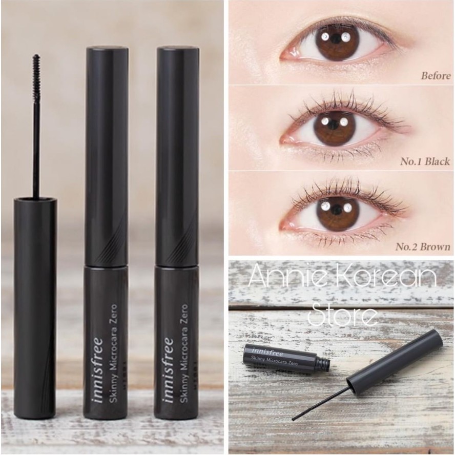 (AUTH) Mascara chải mi siêu mảnh chống lem trôi innisfree Skinny Microcara Zero 3.5g