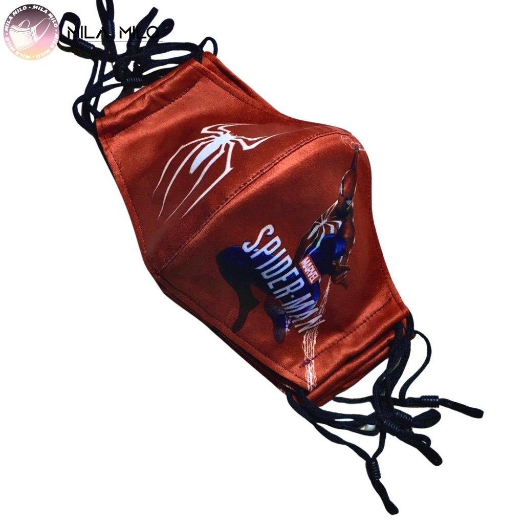 Khẩu trang vải cho bé freesize hình người nhện spiderman người dơi batman có kháng khuẩn 3 lớp cao cấp