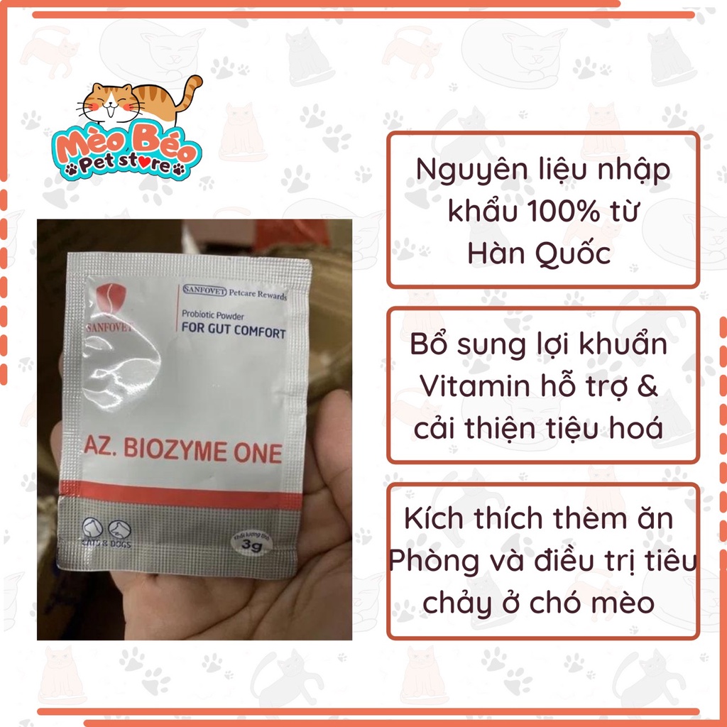 Men tiêu hoá chó mèo cao cấp AZ.BIOZYM ONE bổ sung lợi khuẩn, hỗ trợ tiêu hoá - gói 3g