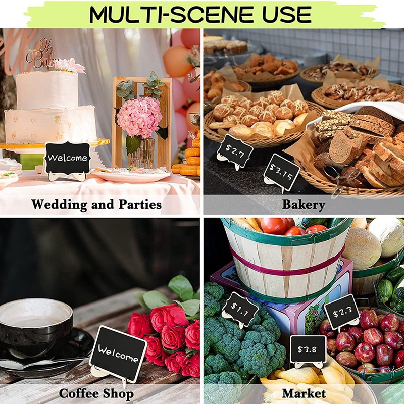 Bộ 20 Tấm Bảng Đen Viết Phấn Kèm Giá Đỡ Dành Cho Đánh Dấu Thức Ăn