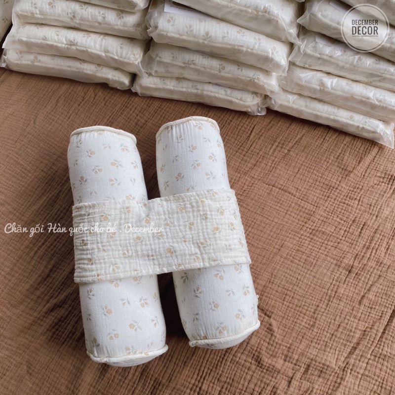 Gối nằm xô cho bé sơ sinh siêu mềm mại, không gây kích ứng họa tiết hoa nhí vintage