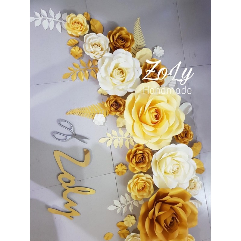 Set giấy làm hoa nhũ vàng( giấy nguyên khổ)