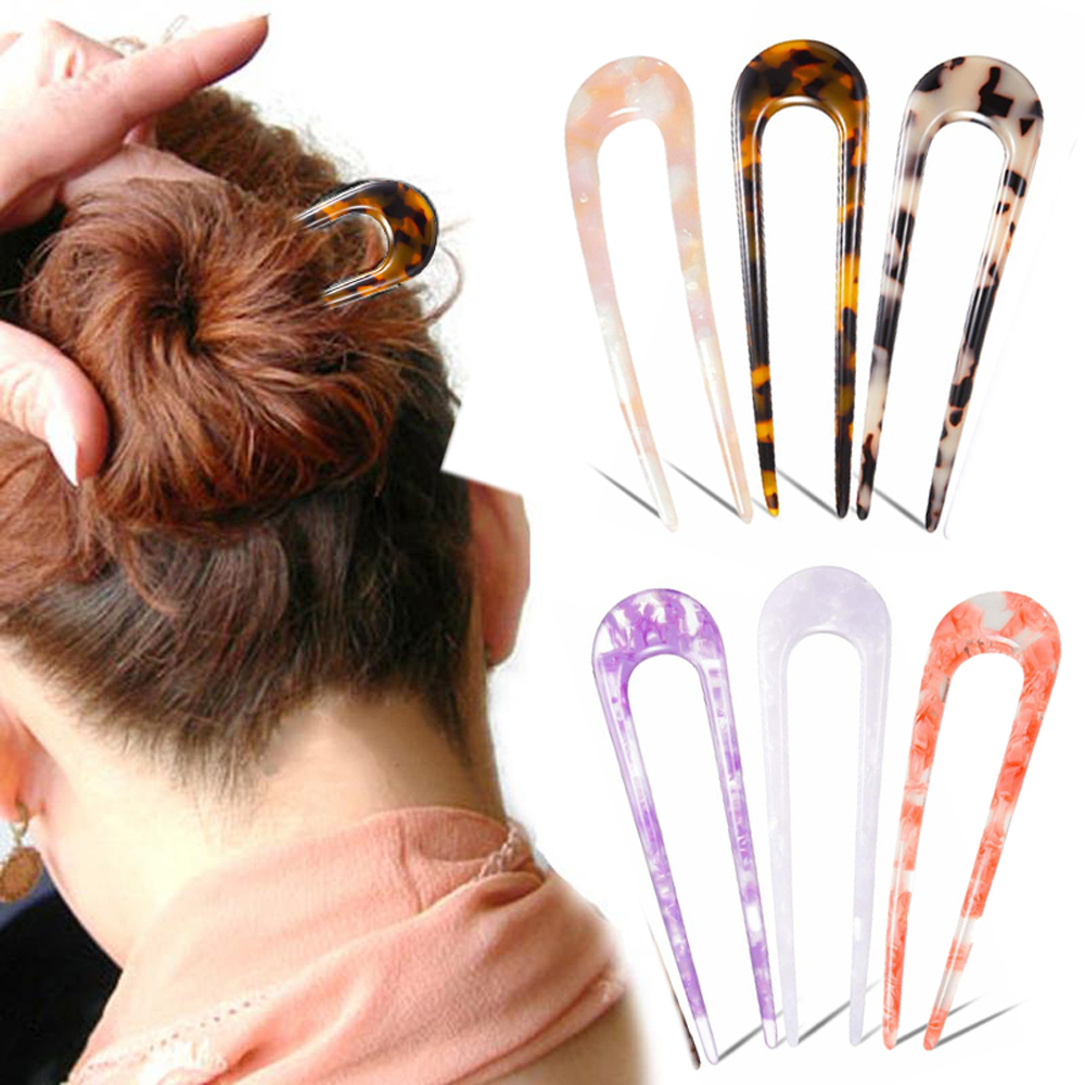 Trâm Cài Tóc Chữ U Họa Tiết Da Báo Thời Trang Cho Nữ