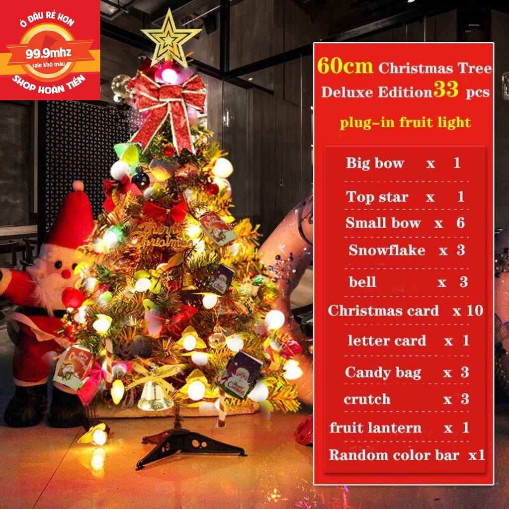 Cây Thông Noel Mini Để Bàn Có Đèn Cây Thông Noel 60cm Đầy Đủ Phụ Kiện