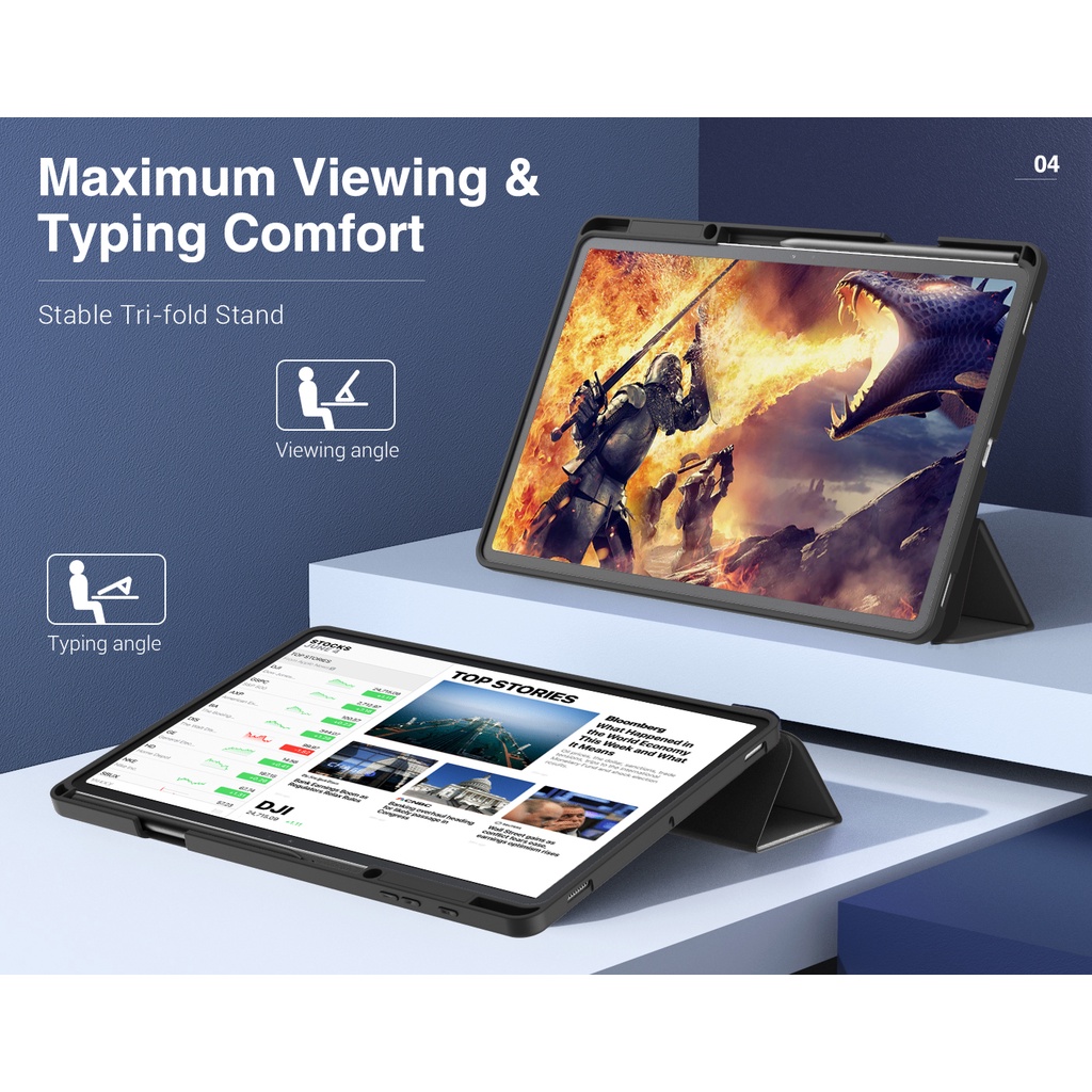 Bao Da Máy Tính Bảng TPU Chống Sốc Thông Minh Cho Samsung Galaxy Tab S8 Plus 12.4 Inch 2022 / S7 FE 12.4-Inch 2021 &amp; Tab S7 Plus 2020 Giá Đỡ