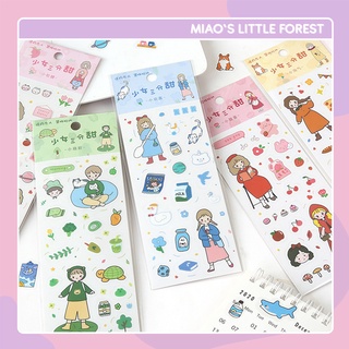 Sticker MIAO'S LITTLE FOREST hình dán nhựa trong hình vẽ cute trang trí sổ tay bullet journal MST290