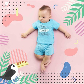 Bộ cộc tay cài vai bé trai Lullaby