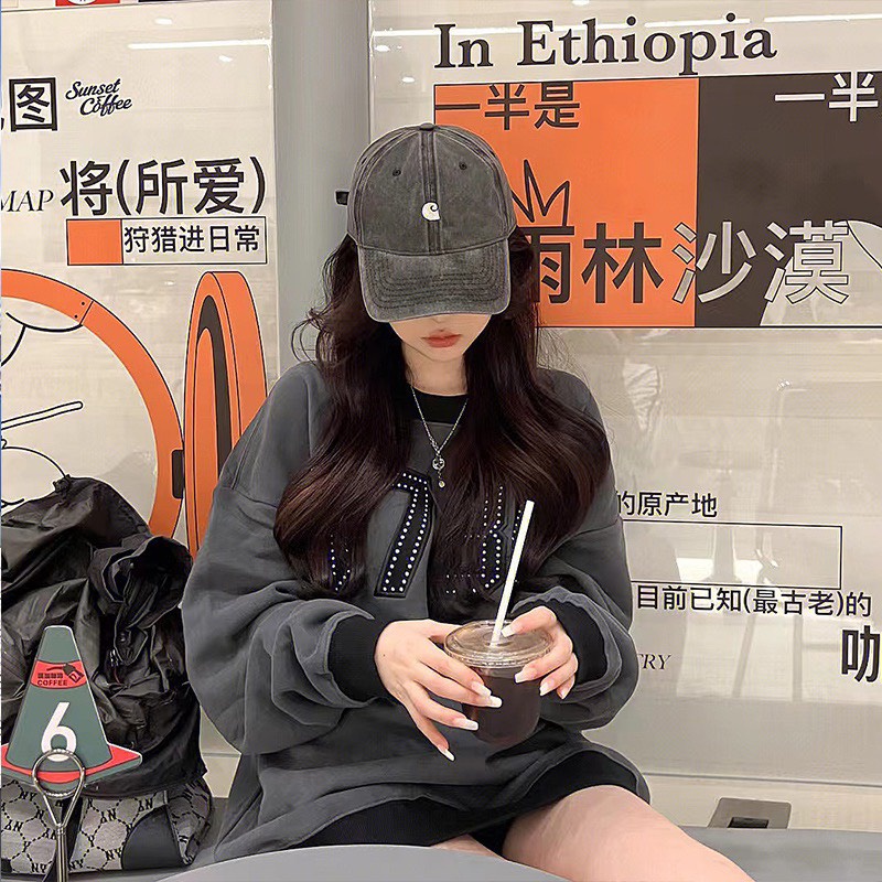 Áo Nỉ Sweater Số 0735 Dáng Rộng Màu Xám Nam Nữ Uniex Phong Cách Hàn Quốc Uzzlang