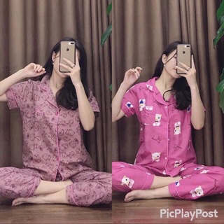 Bộ pijama kate thái tay cộc quần dài