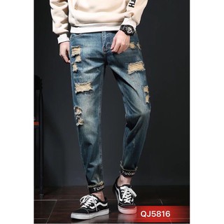 Quần Jogger jean Nam Rách QJ5816,form body chuẩn men,không phai màu,độ co giản tốt ,thoáng mát,thỏa mái