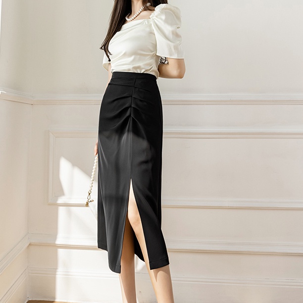 SUXI Chân Váy Midi Lưng Cao Màu Sắc Đơn Giản Phong Cách Cổ Điển Thời Trang Mùa Hè Xinh Xắn Cho Nữ