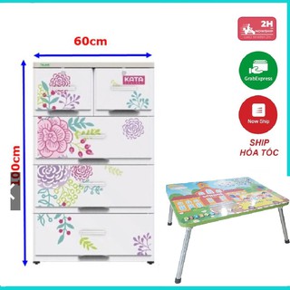 [HÀNG CÓ SẴN] Tủ nhựa KATA 4 tầng ( 60cm x 48cm x 100cm )- TẶNG BÀN XẾP HỌC SINH