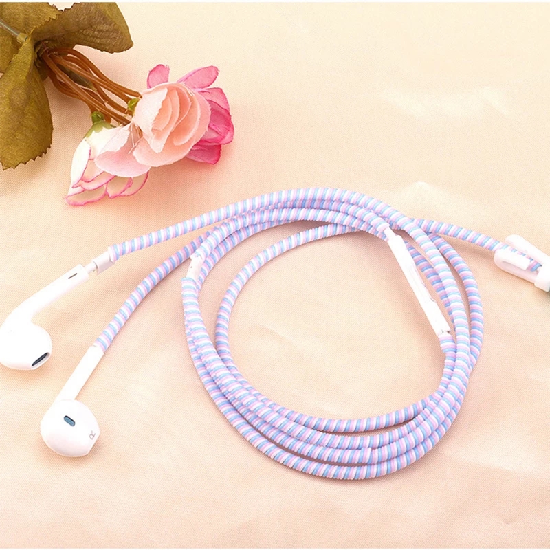 1PC 1.4M Candy Color Durable Cable Protection Spring Sleeve Rope / For USB Charging Cable Prevent Breakage Cable Headphone Winder / 4Pcs Cable Silicone Storage Buckle