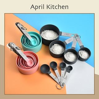 Bộ muỗng thìa đong định lượng đầy đủ 8 kích cỡ khi làm bánh màu sắc tươi sáng DCD02