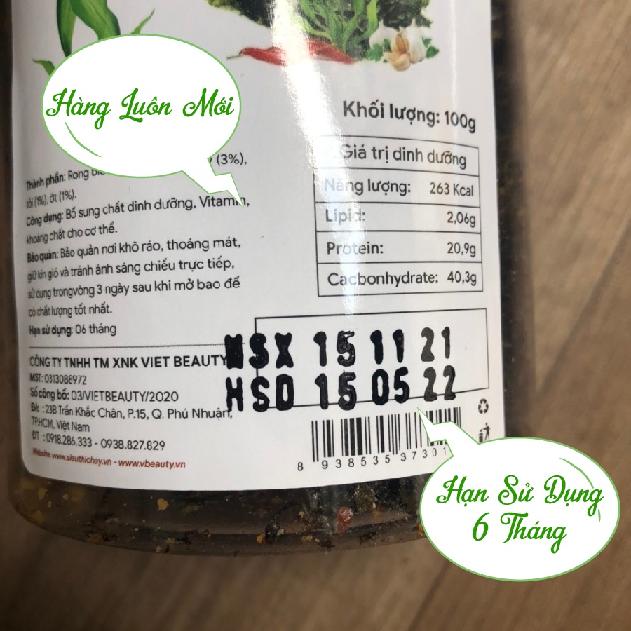 Rong biển sấy tỏi - Giòn thơm ngon ăn liền Hoa Nghiêm - Chính hãng - Hũ 100gram - HSD 6 tháng (date luôn mới)- STHP | BigBuy360 - bigbuy360.vn