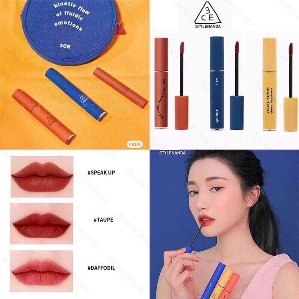 [ Son Lì 3ce ] Son 3ce Vỏ Vàng Velvet Lip Tint Taupe Cam Tây Mới