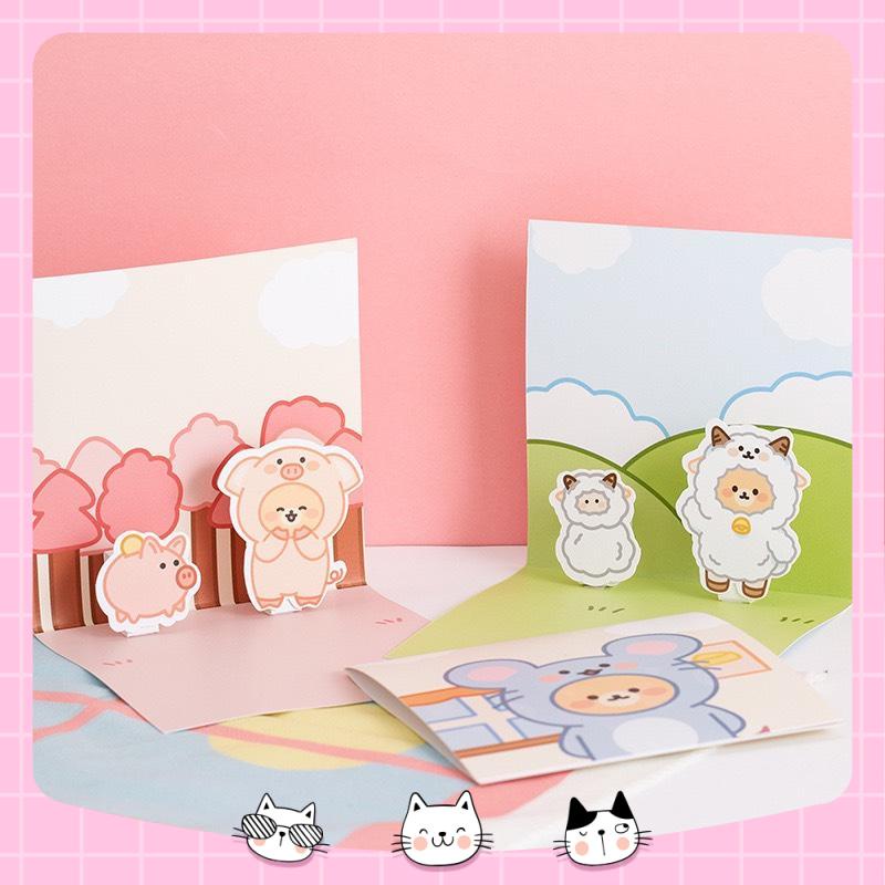 Thiệp Sinh Nhật Thiệp Viết Thư Tay 12 Con Giáp Siêu Dễ Thương Handmade In Nổi 4D