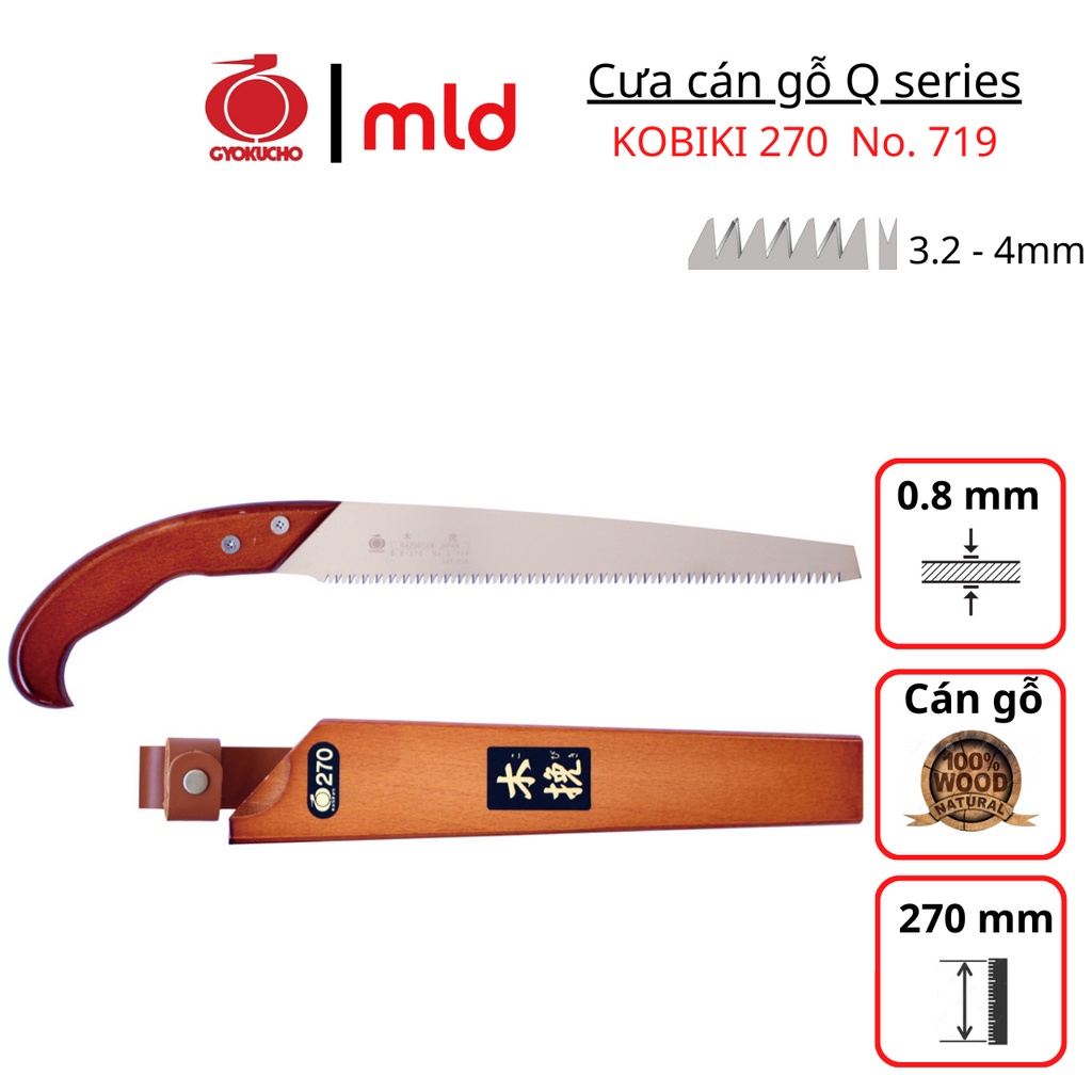Cưa gỗ tươi chuyên dụng KOBIKI 270mm, thương hiệu Gyokucho, RZ719 [MADE IN JAPAN]