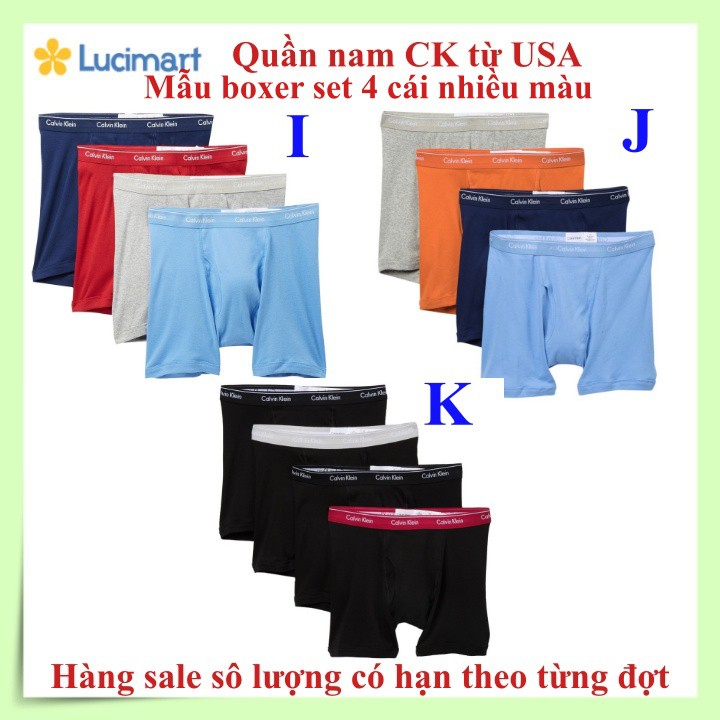 Quần lót nam CK từ USA mẫu boxer Set 3 hoặc 4 cái [Hàng Mỹ-Giá Sale]