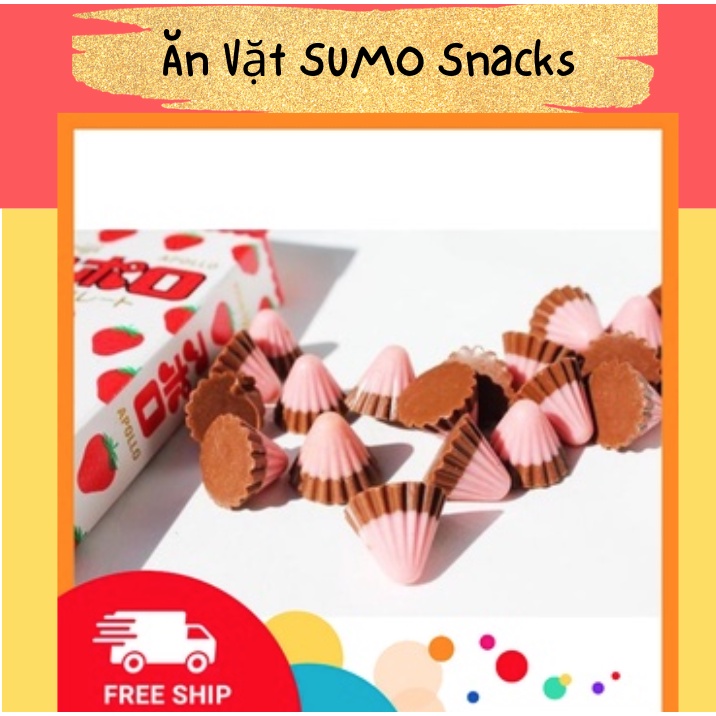 Kẹo Socola Meiji Apollo Nội Địa Nhật Bản Vị Dâu Kết Hợp hộp 46g-Ăn Vặt Sumo Snack