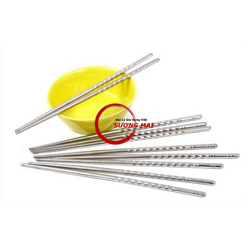 [Giá Sỉ] Bộ 5 Đôi Đũa Inox Xoắn Cao Cấp 304 An Toàn Sức Khỏe