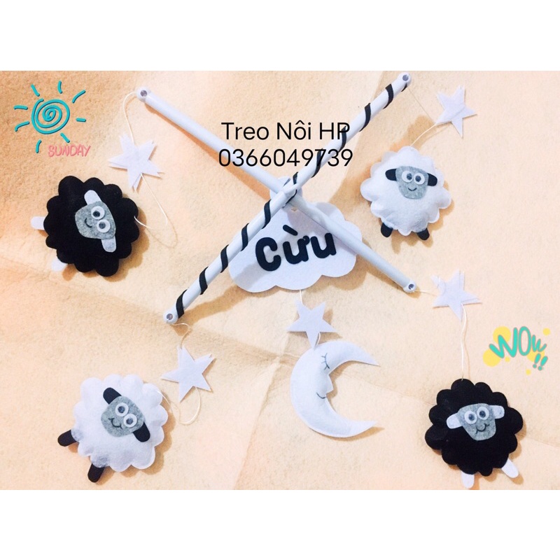Treo nôi cừu con ngộ nghĩnh đen trắng ( chọn màu inbox)