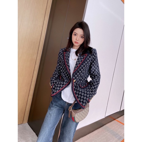 Áo khoác dạ cổ vest cho nữ thương hiệu Gucci GC cao cấp