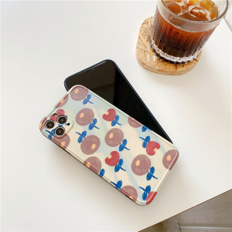 INUO--Applicable iPhone12 oil painting graffiti 11ProMax mobile phone case XR Apple SE flowers Xs silicone 7/8Plus-LQ